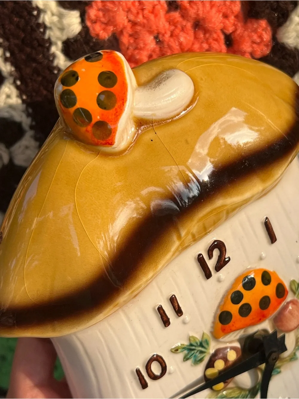 Vintage 1976 Sears Roebuck Japan Ceramic Mushroom Wall Clock